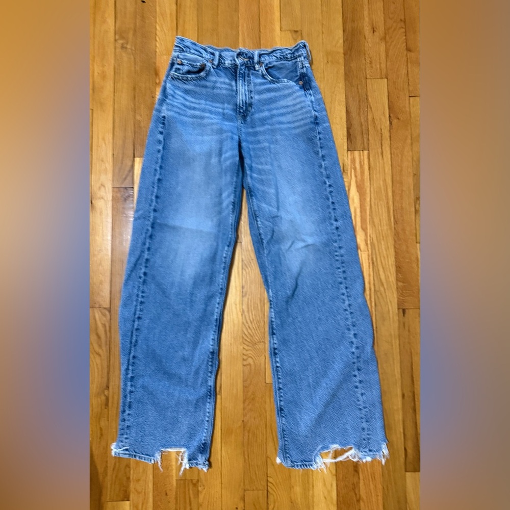 American Eagle Super High Rise Baggy Wide Leg Jeans-Size 4-XLong